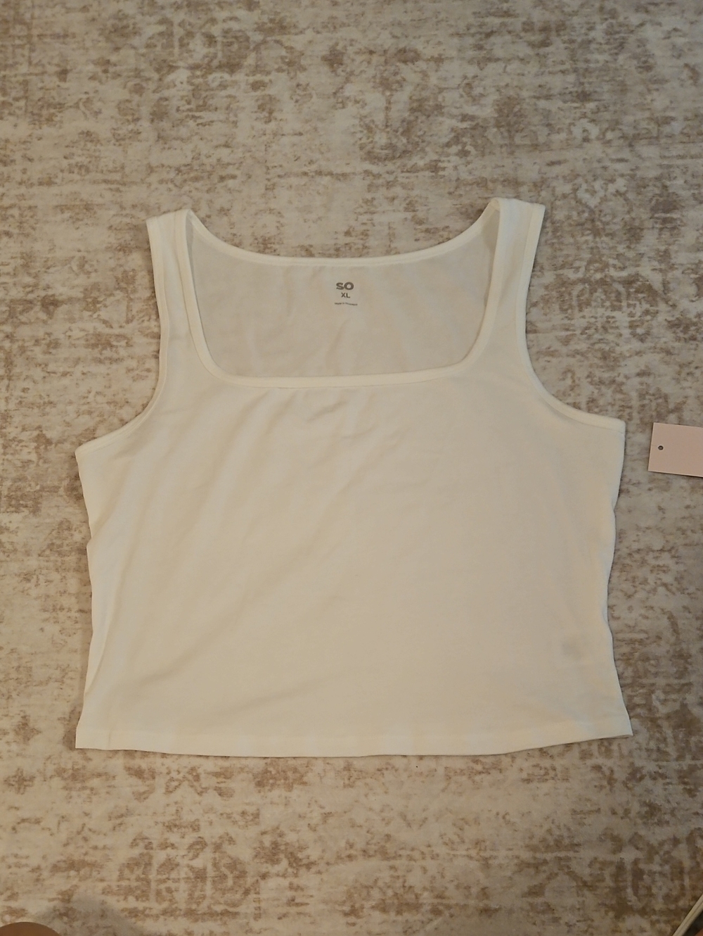 SO White Square-Neck Tank Top - Women's Basic Ribbed Style
